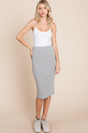 BOMBOM Elastic Waist Pencil Skirt - Fashionmj