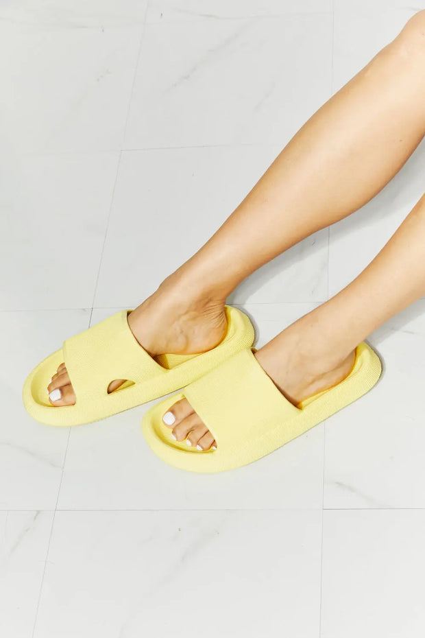 MMShoes Arms Around Me Open Toe Slide in Yellow - Fashionmj