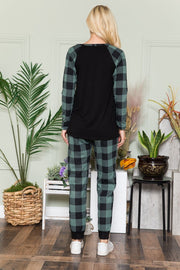 Celeste Plaid Long Sleeve T-Shirt with Pockets - Fashionmj