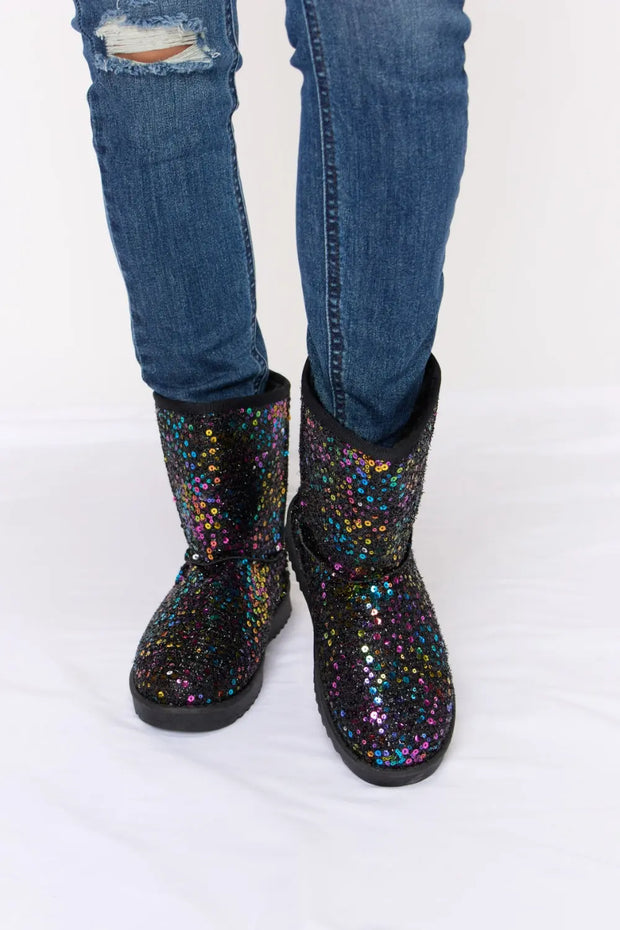 Forever Link Sequin Thermal Flat Boots - Fashionmj