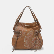 Nicole Lee USA Side Braided Tassel Inlaid Rhinestone Embroidery Hobo Bag - Fashionmj