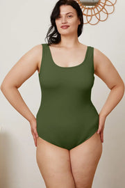 Basic Bae Full Size Square Neck Sleeveless Bodysuit in dark green – Soft Stretchy Fit for Women