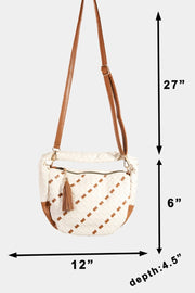 Fame Tassel Detail Weave Semi Circle Bag - Fashionmj