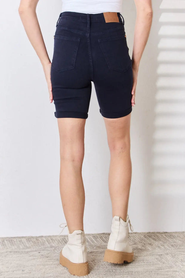 Judy Blue Full Size High Waist Tummy Control Bermuda Shorts - Fashionmj