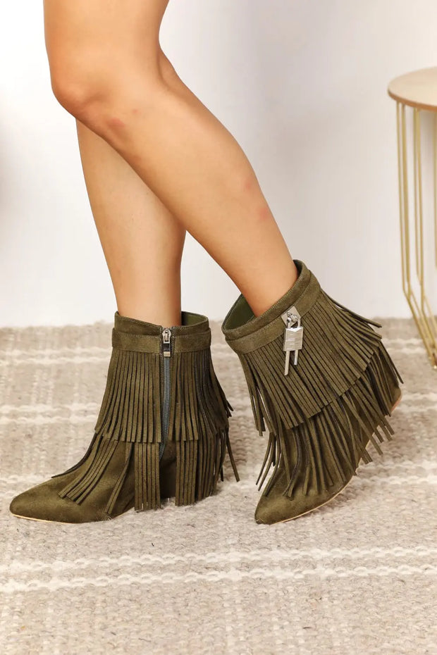 Legend Women's Tassel Wedge Heel Ankle Booties - Fashionmj