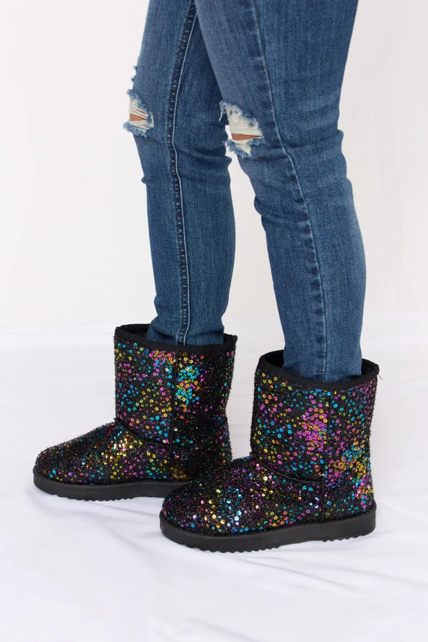 Forever Link Sequin Thermal Flat Boots - Fashionmj