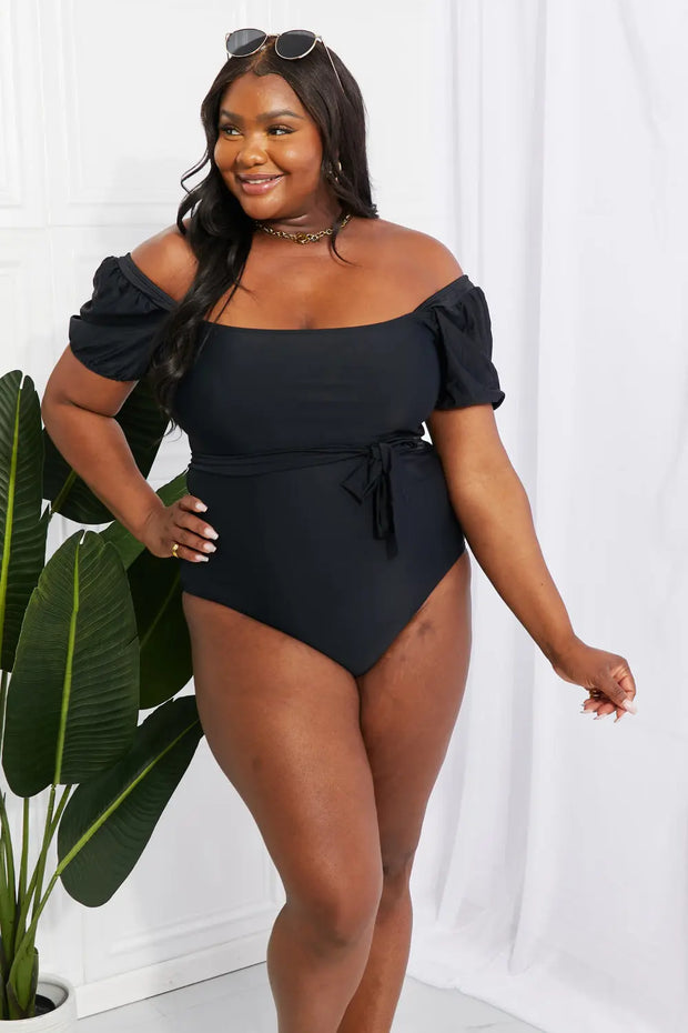 Marina West Swim Salty Air Puff Sleeve One-Piece in Black - Fashionmj