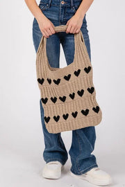 Fame Contrast Heart Crochet Tote Bag Trendsi