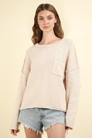 VERY J Mineral Washed Exposed Seam Sweater - Fashionmj