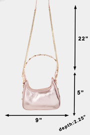 Fame Star Button Trim Hobo Handbag - Fashionmj