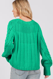 SAGE + FIG Cable-Knit Long Sleeve Sweater - Fashionmj