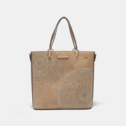 Nicole Lee USA Metallic Stitching Embroidery Inlaid Rhinestone Tote Bag - Fashionmj