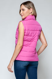 Snobbish Zip Up Turtleneck Vest with Pockets - Fashionmj