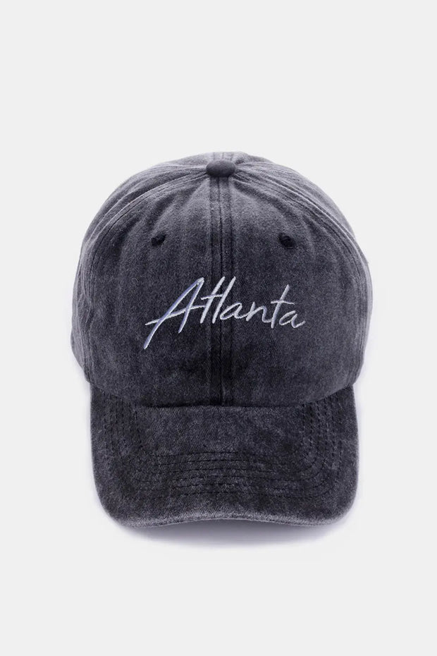 Zenana Washed ATLANTA Embroidered Baseball Cap - Fashionmj