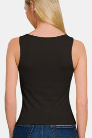 Zenana Square Neck Cropped Tank - Fashionmj