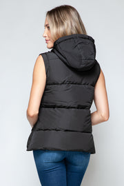 Snobbish Snap and Zip Closure Hooded Vest - Fashionmj