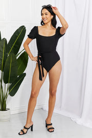 Marina West Swim Salty Air Puff Sleeve One-Piece in Black - Fashionmj