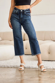 RFM Full Size Tummy Control High Waist Raw Hem Jeans - Fashionmj