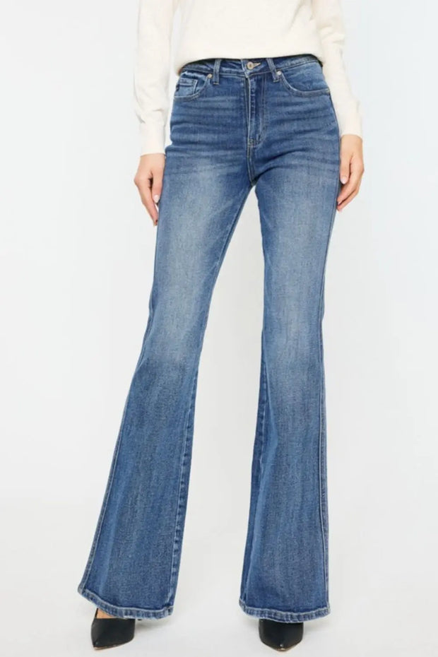 Kancan Cat's Whiskers High Waist Flare Jeans - Fashionmj