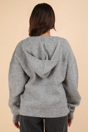 VERY J Seam Detail Drop Shoulder Hooded Sweater - Fashionmj