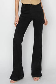 RISEN Full Size High Rise Side Slit Cargo Bootcut Jeans - Fashionmj