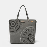 Nicole Lee USA Metallic Stitching Embroidery Inlaid Rhinestone Tote Bag - Fashionmj