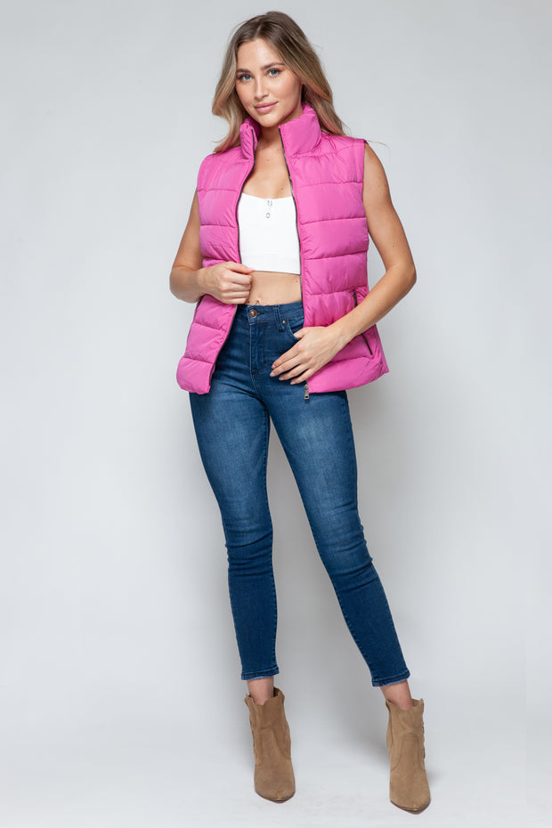 Snobbish Zip Up Turtleneck Vest with Pockets - Fashionmj