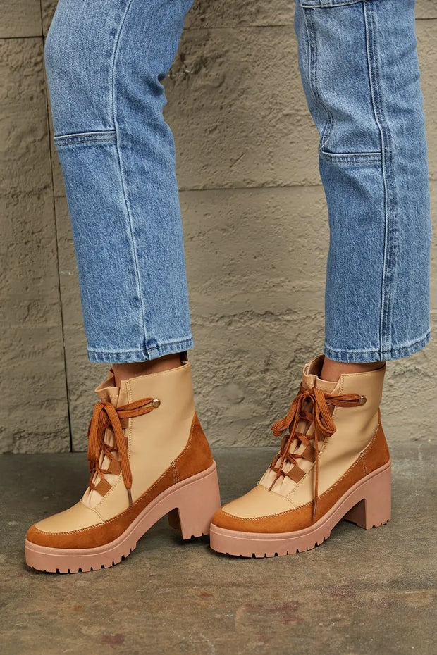 East Lion Corp Lace Up Lug Booties - Fashionmj