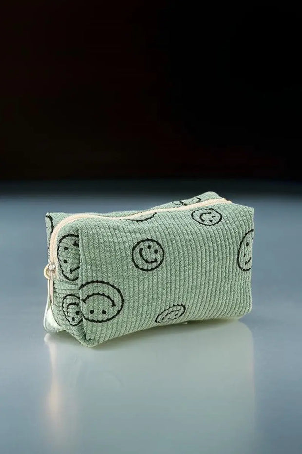 Zenana Smiley Face Corduroy Cosmetic Pouch Trendsi