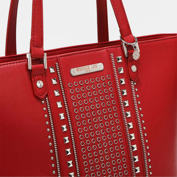 Nicole Lee USA Studded Decor Tote Bag - Fashionmj