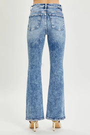 RISEN Full Size High Rise Distressed Flare Jeans - Fashionmj