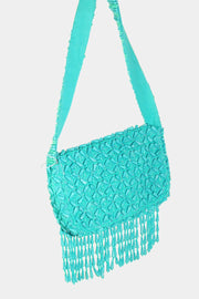 Fame Beaded Fringe Rectangle Shoulder Bag - Fashionmj