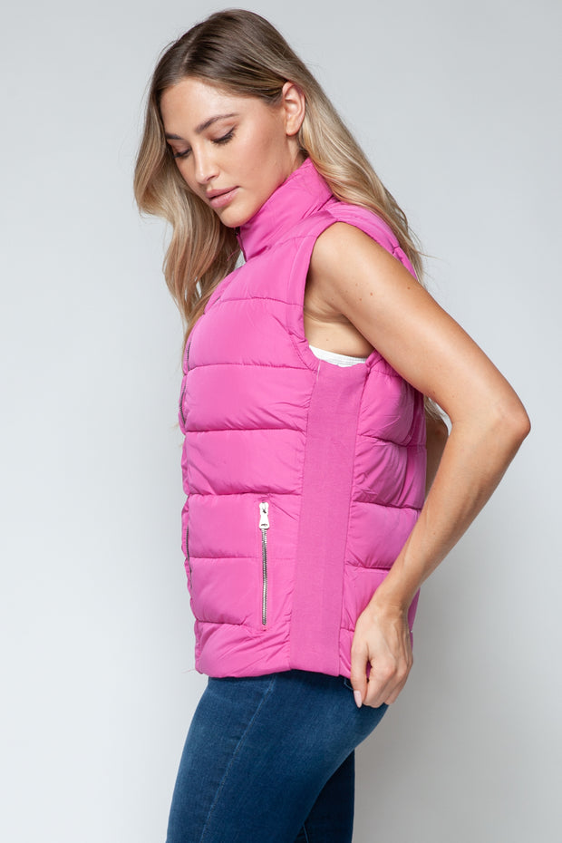 Snobbish Zip Up Turtleneck Vest with Pockets - Fashionmj