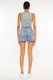 Kancan Distressed Raw Hem Denim Shorts - Fashionmj