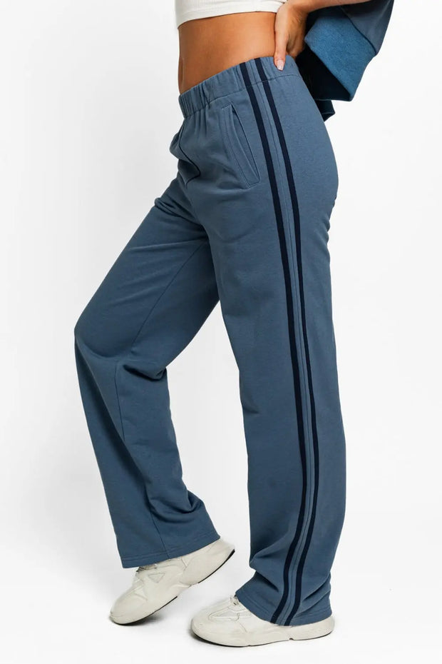 Tasha Apparel High Waisted Side Stripes Straight Track Sweatpants Trendsi