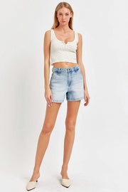 Risen Full Size High Rise Denim Shorts - Fashionmj