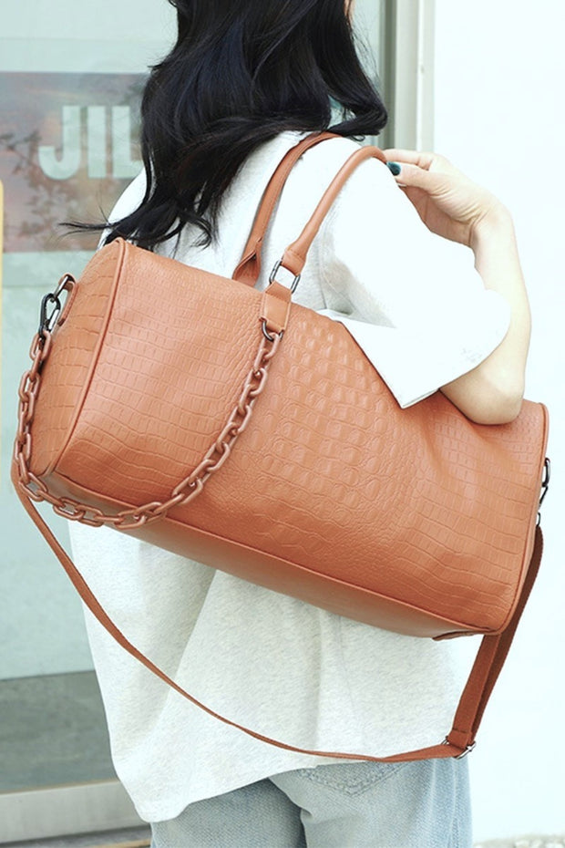 Zenana PU Leather Weekender Travel Duffle Bag - Fashionmj