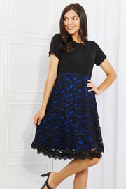 Yelete Full Size Contrasting Lace Midi Dress - Fashionmj