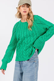 SAGE + FIG Cable-Knit Long Sleeve Sweater - Fashionmj