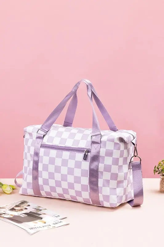 Zenana Checkered Multi-Pocket Travel Bag Trendsi