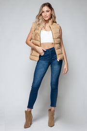 Snobbish Zip Up Turtleneck Vest with Pockets - Fashionmj