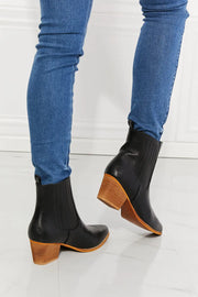 MMShoes Love the Journey Stacked Heel Chelsea Boot in Black - Fashionmj