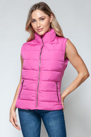 Snobbish Zip Up Turtleneck Vest with Pockets - Fashionmj