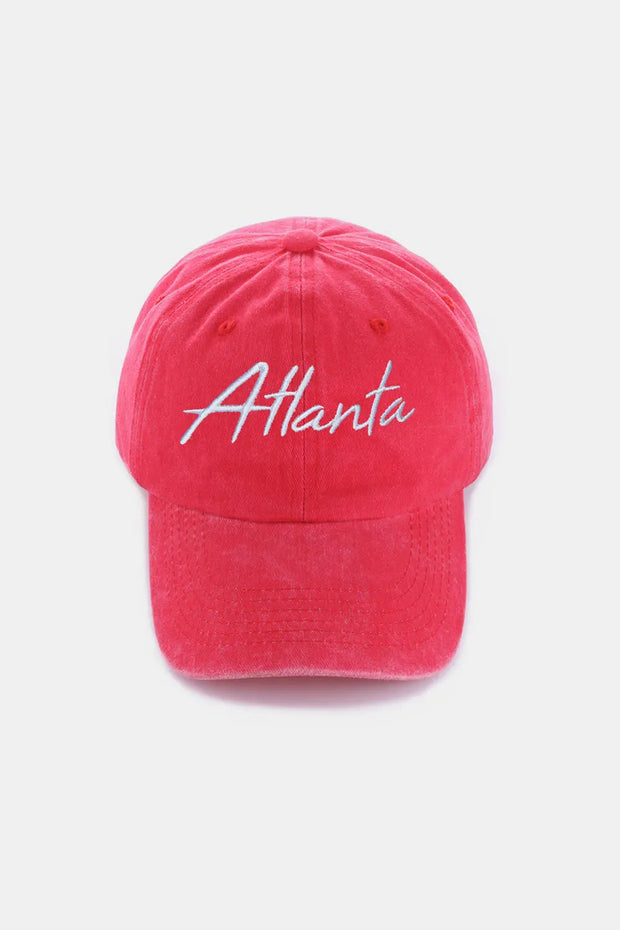 Zenana Washed ATLANTA Embroidered Baseball Cap - Fashionmj