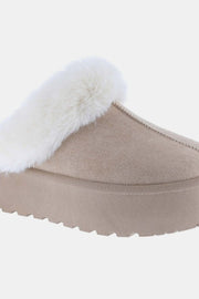 Weeboo Thick Bottom Fur Trim Snow Slippers - Fashionmj