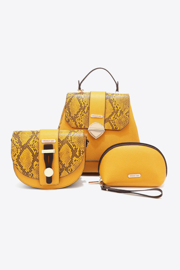 Nicole Lee USA Python 3-Piece Bag Set - Fashionmj