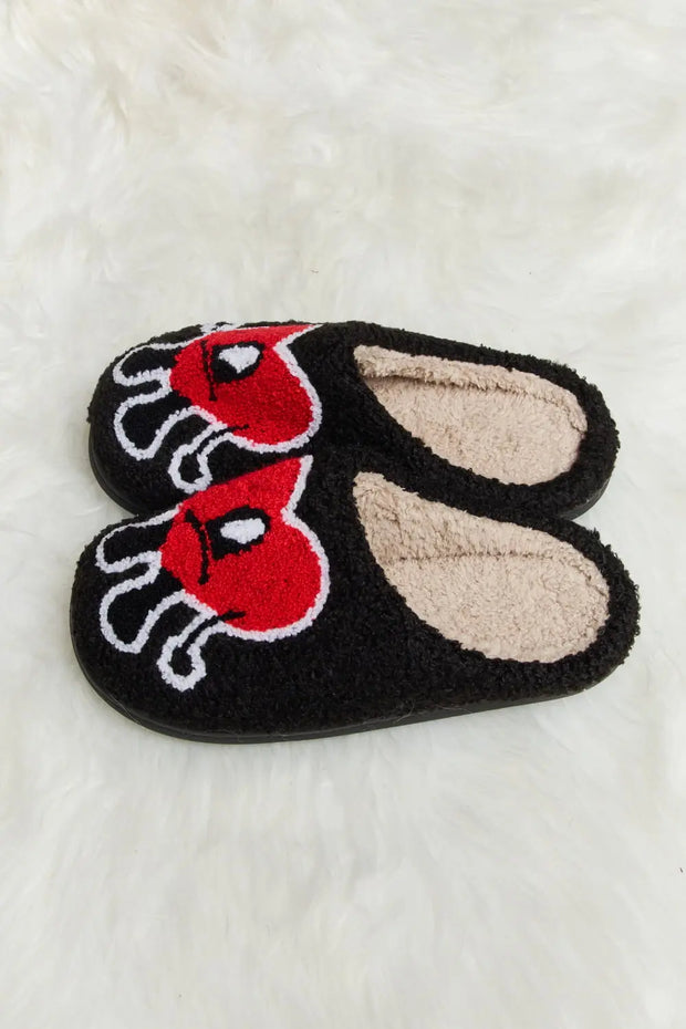 Melody Love Heart Print Plush Slippers - Fashionmj