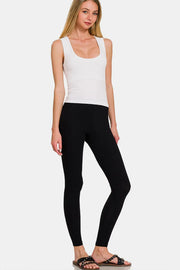 Zenana Cropped Padded Seamless Tank - Fashionmj