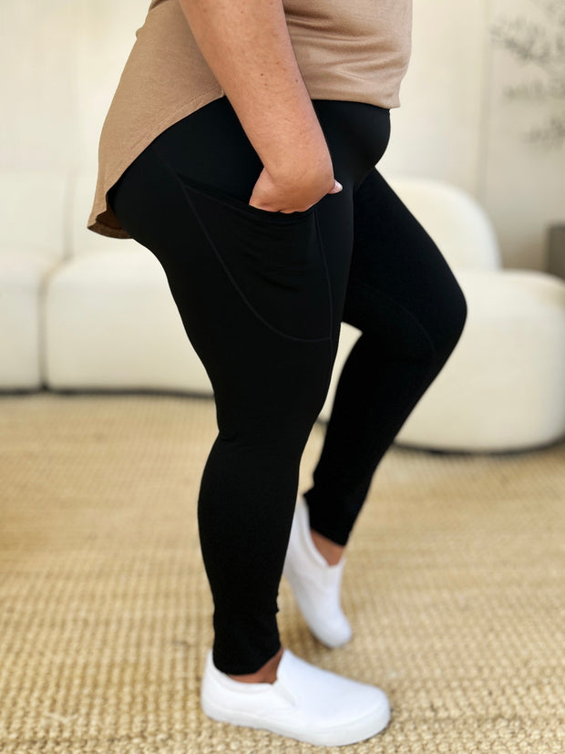 Wide Waistband Sports Leggings - Fashionmj