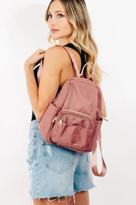 Fame Multi Pocket Nylon Backpack Bag Trendsi